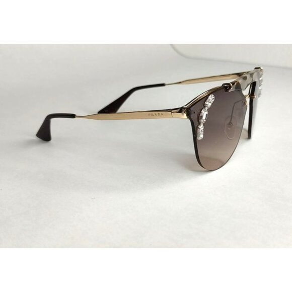 PRADA Sunglasses PR53U Absolute Ornate Jeweled Cat Eye Gold Opal Brown - Picture 7 of 15